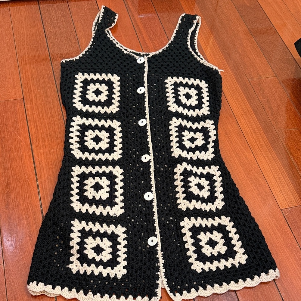 Blank NYC Black and Cream Crochet dress